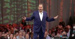 Salesforce founder and CEO Marc Benioff speaking at Dreamforce 2022
