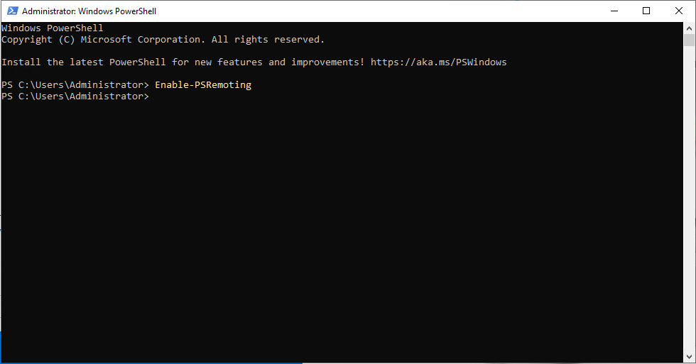 Shows how to enable PowerShell remoting using the command Enable-PSRemoting